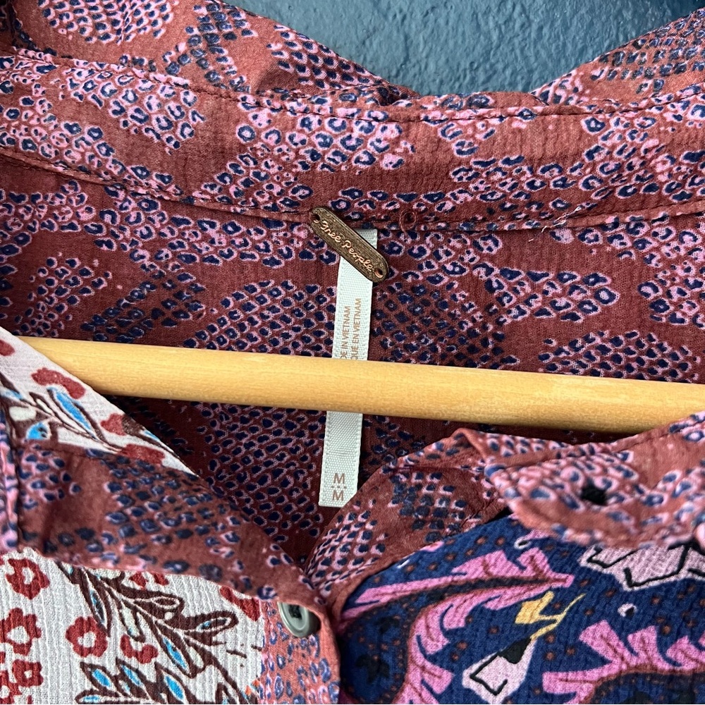 Free People Floral Patchwork Button-Up Blouse - image 2